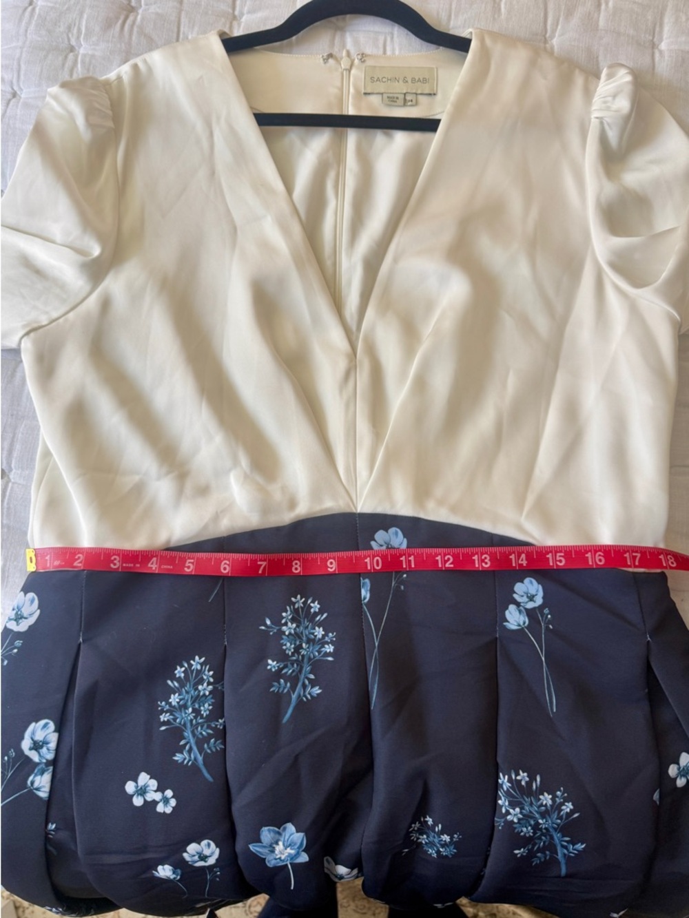 Sachin + Babi Navy and White Floral Long Dress with Belted Waist - Picture 12 of 13